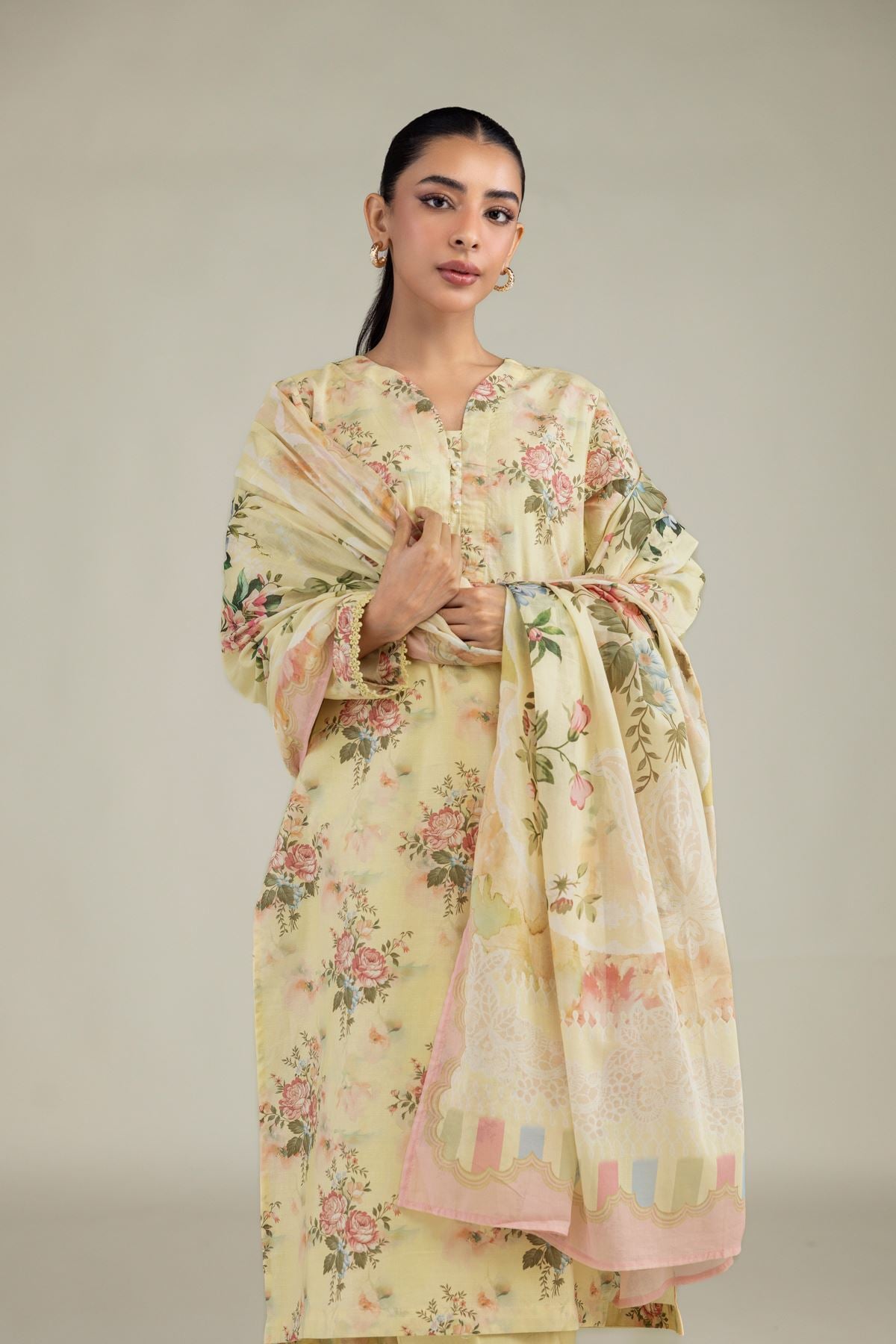 Floral Lawn Dupatta