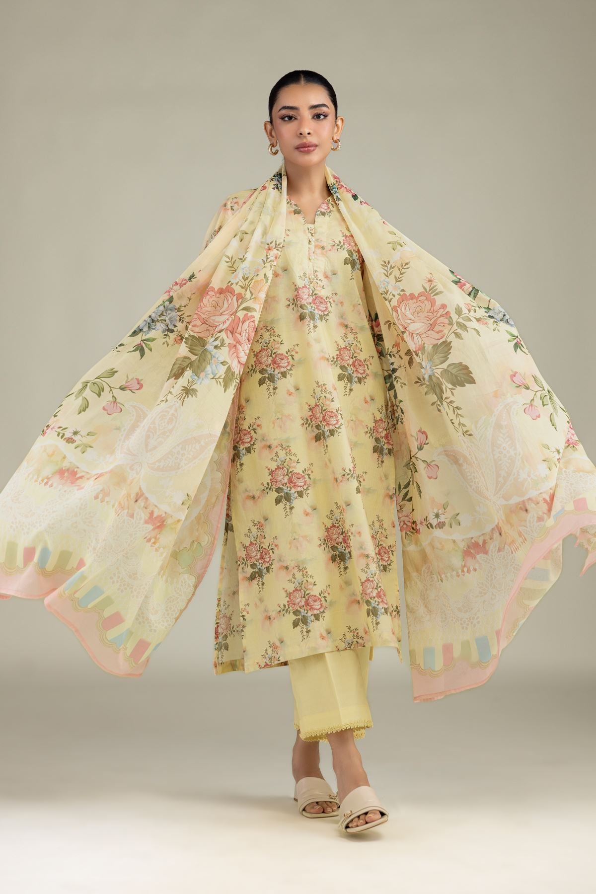 Floral Lawn Dupatta