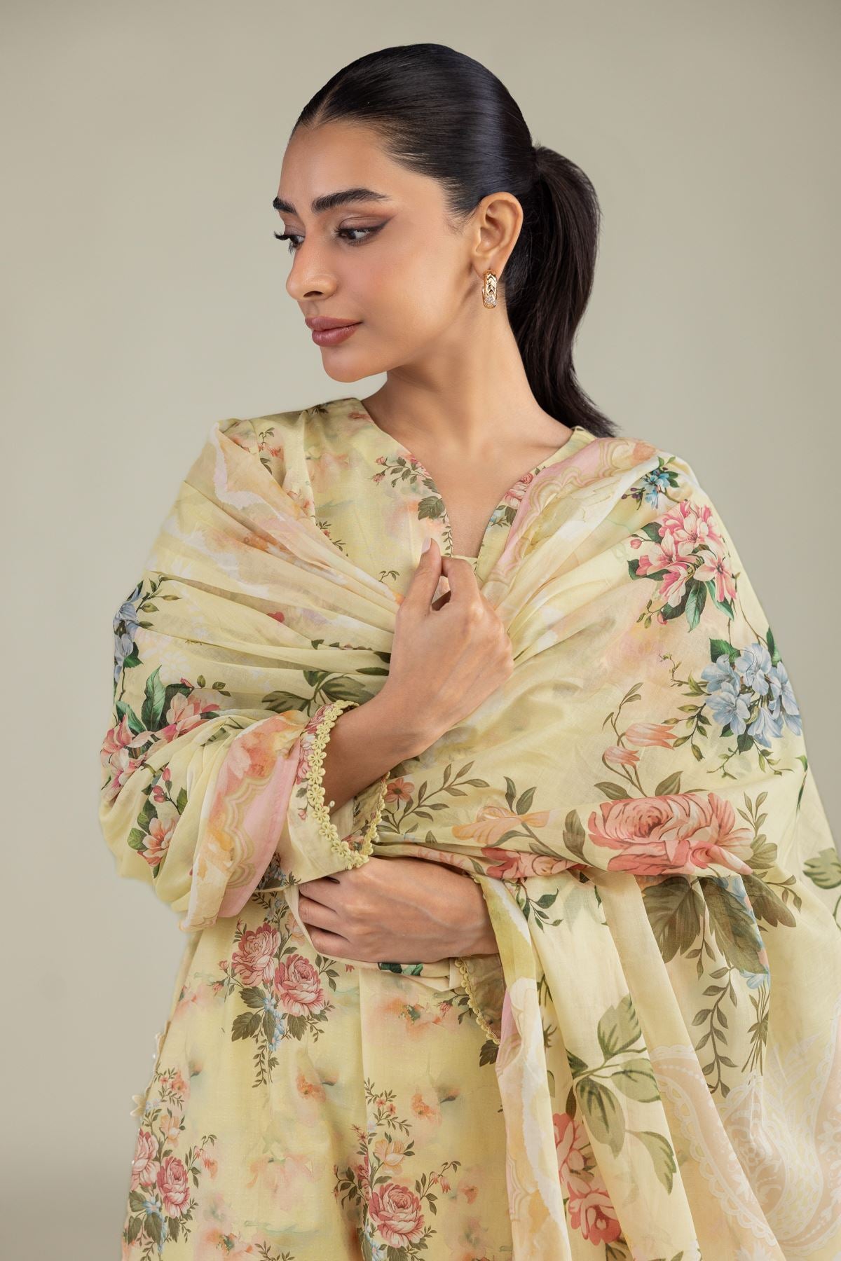 Floral Lawn Dupatta