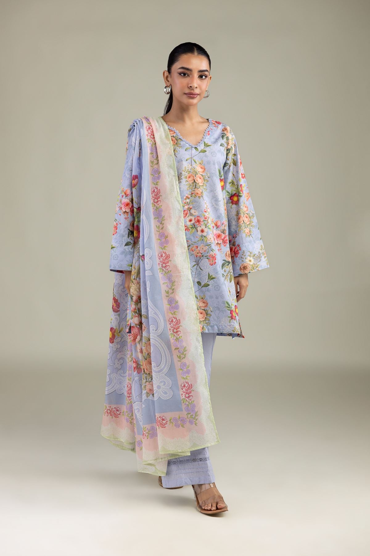 Blue Floral Kurta