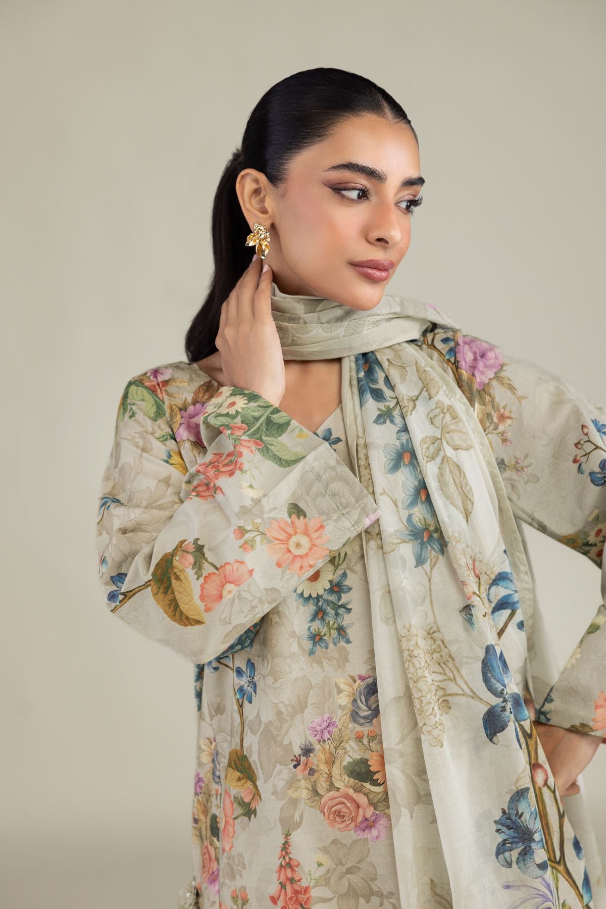 Beige Lawn Dupatta