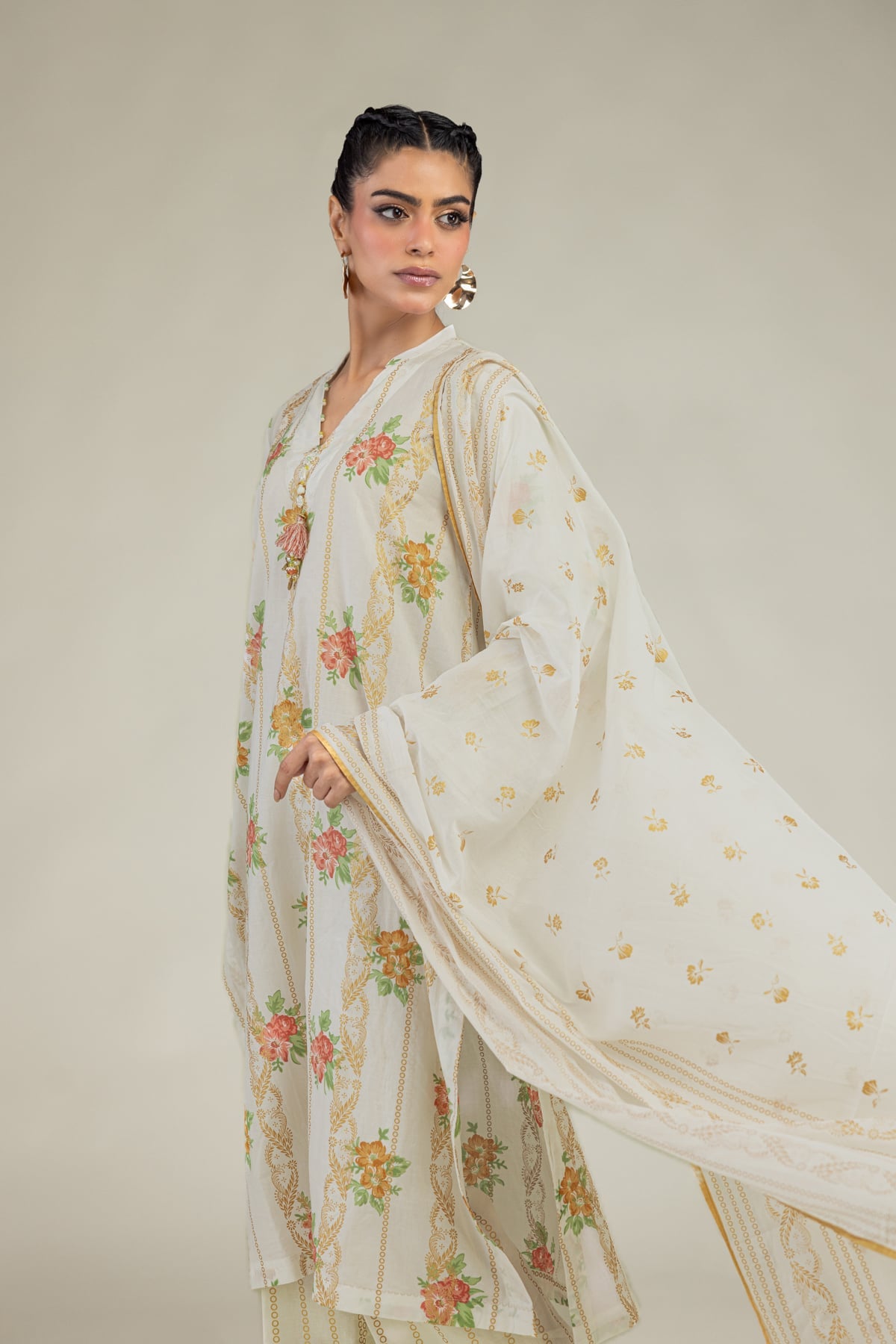 Floral Lawn Dupatta