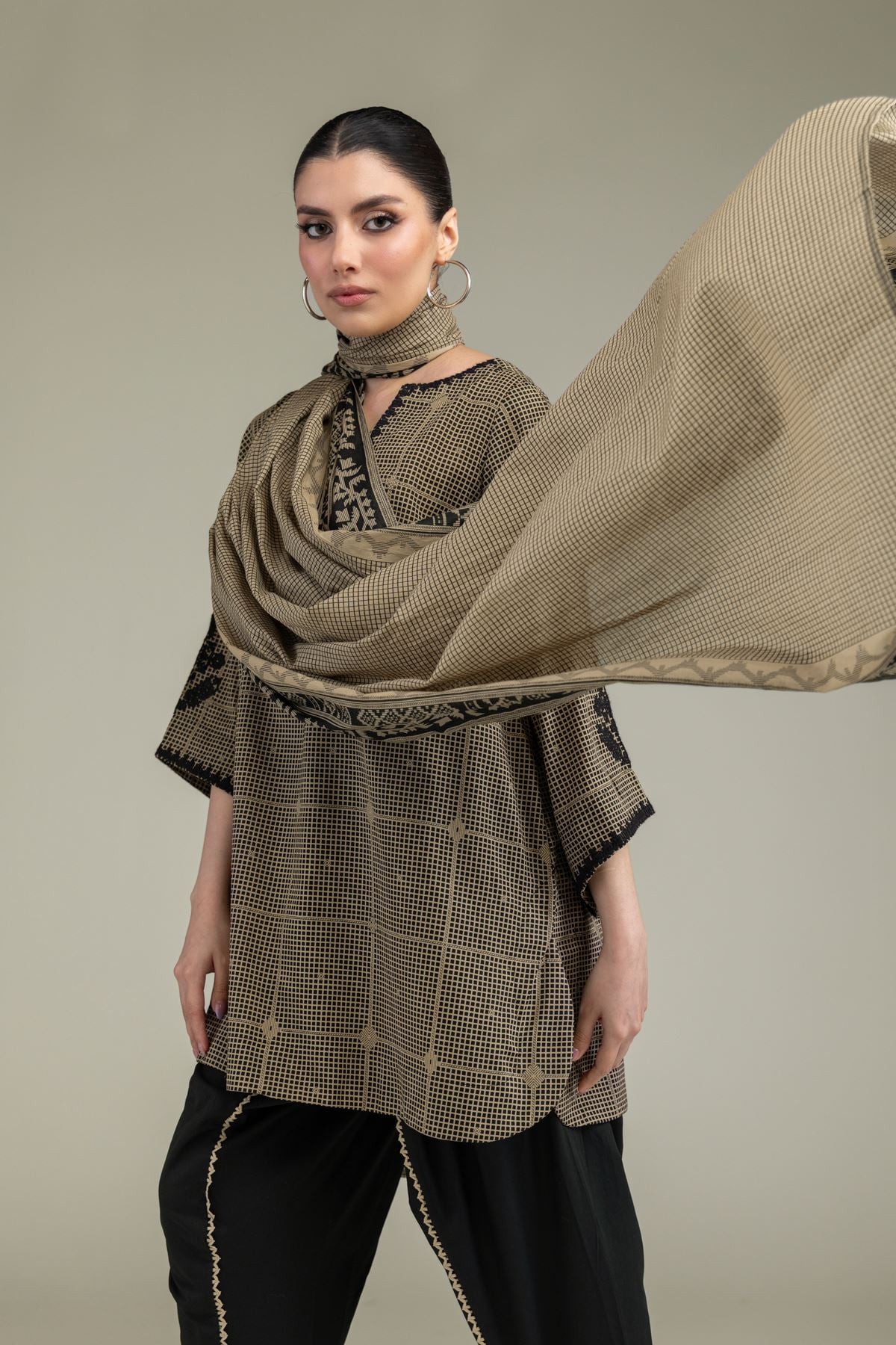 Beige Lawn Dupatta