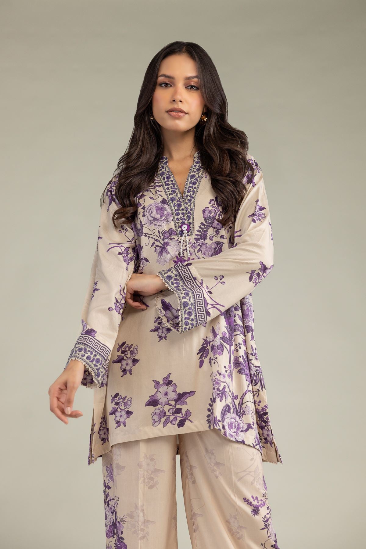 Floral V-Neck Kurta