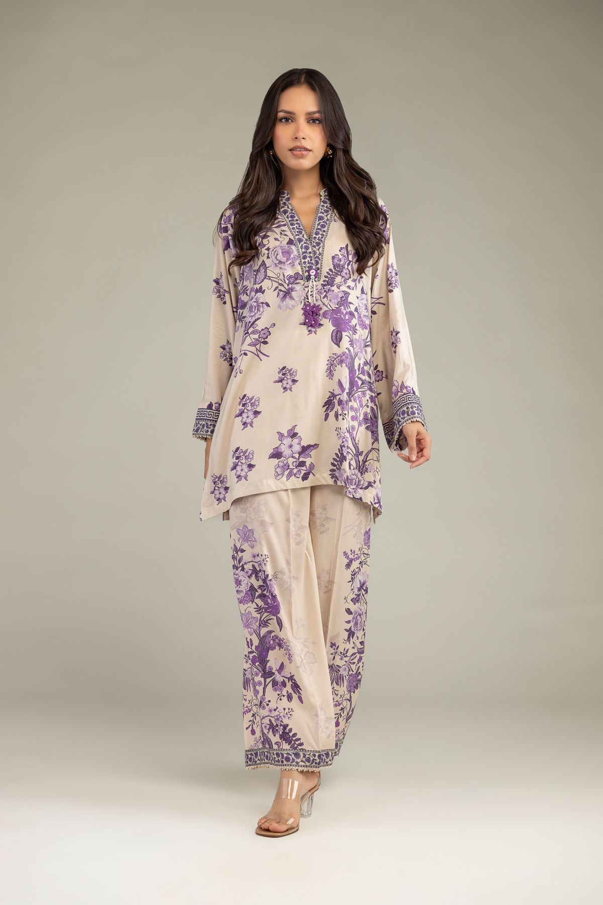 Floral V-Neck Kurta