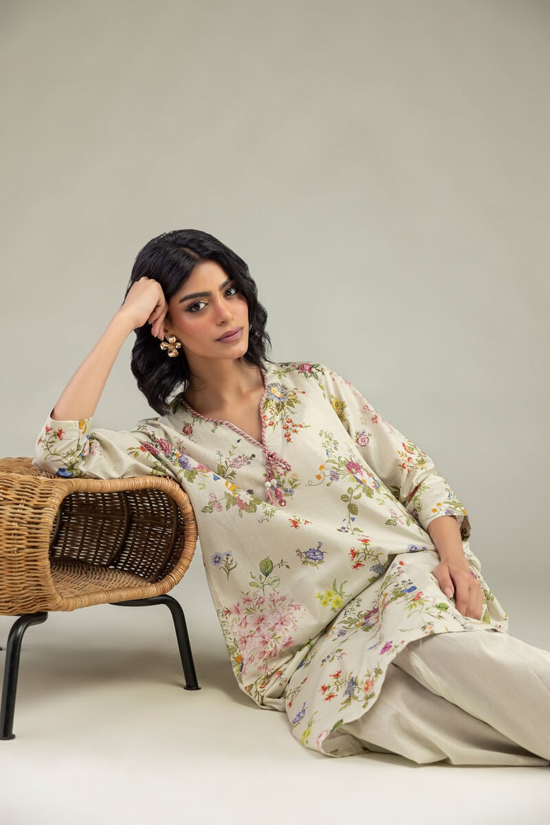 Floral V-Neck Kurta