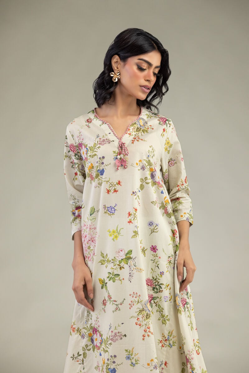 Floral V-Neck Kurta