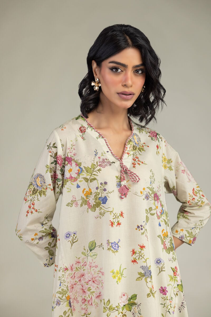 Floral V-Neck Kurta