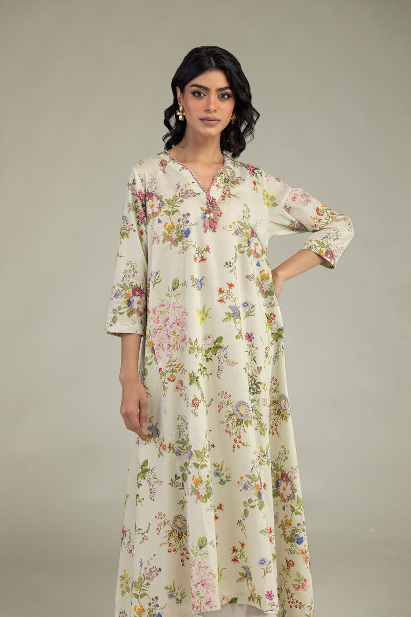 Floral V-Neck Kurta