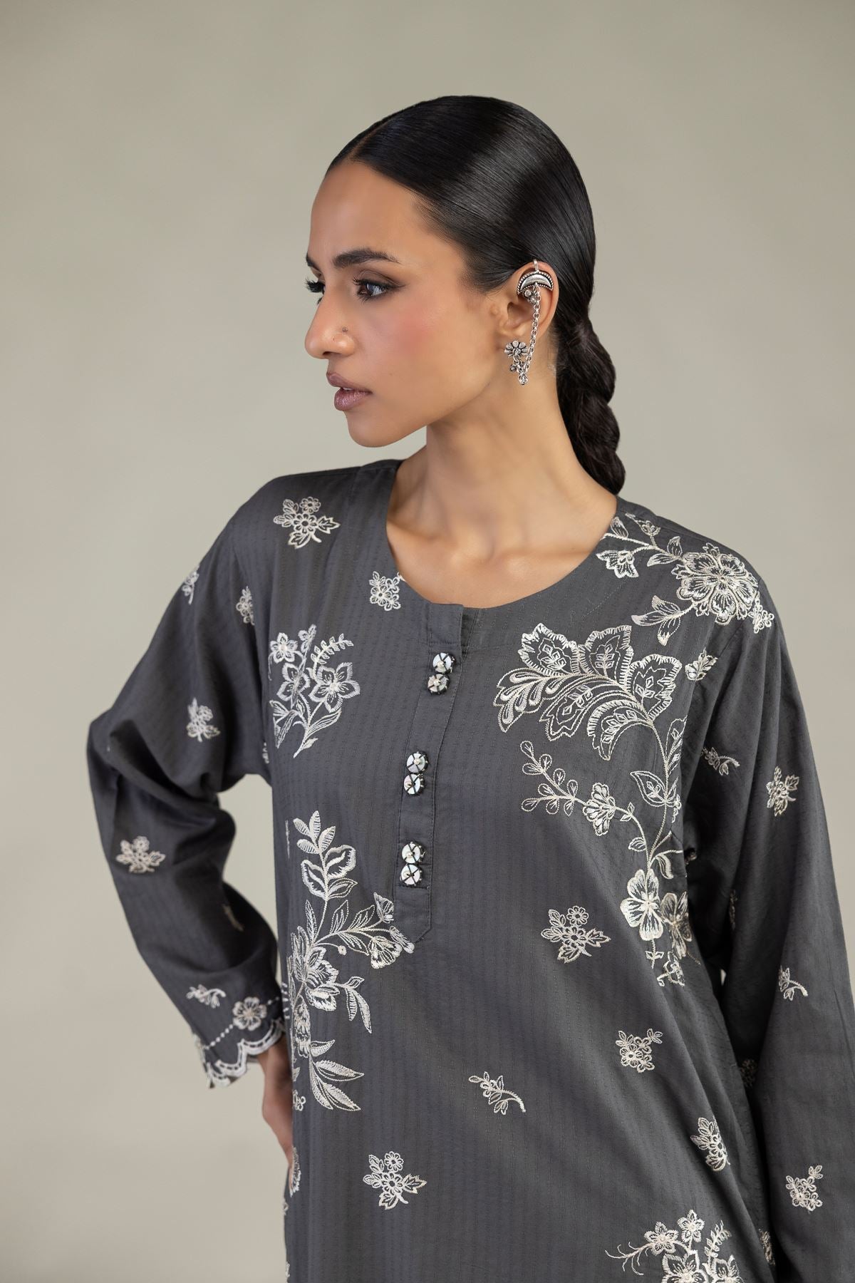Gray Longline Kurta