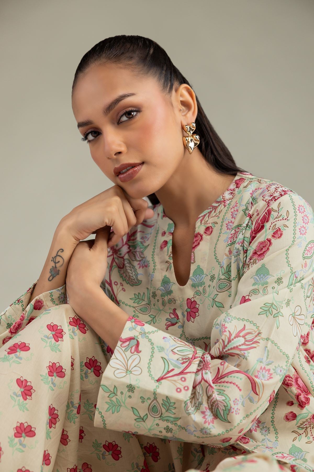 Floral Cambric Kurta