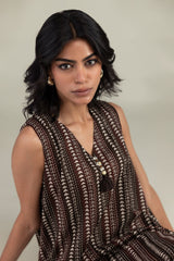 Brown Sleeveless Kurta