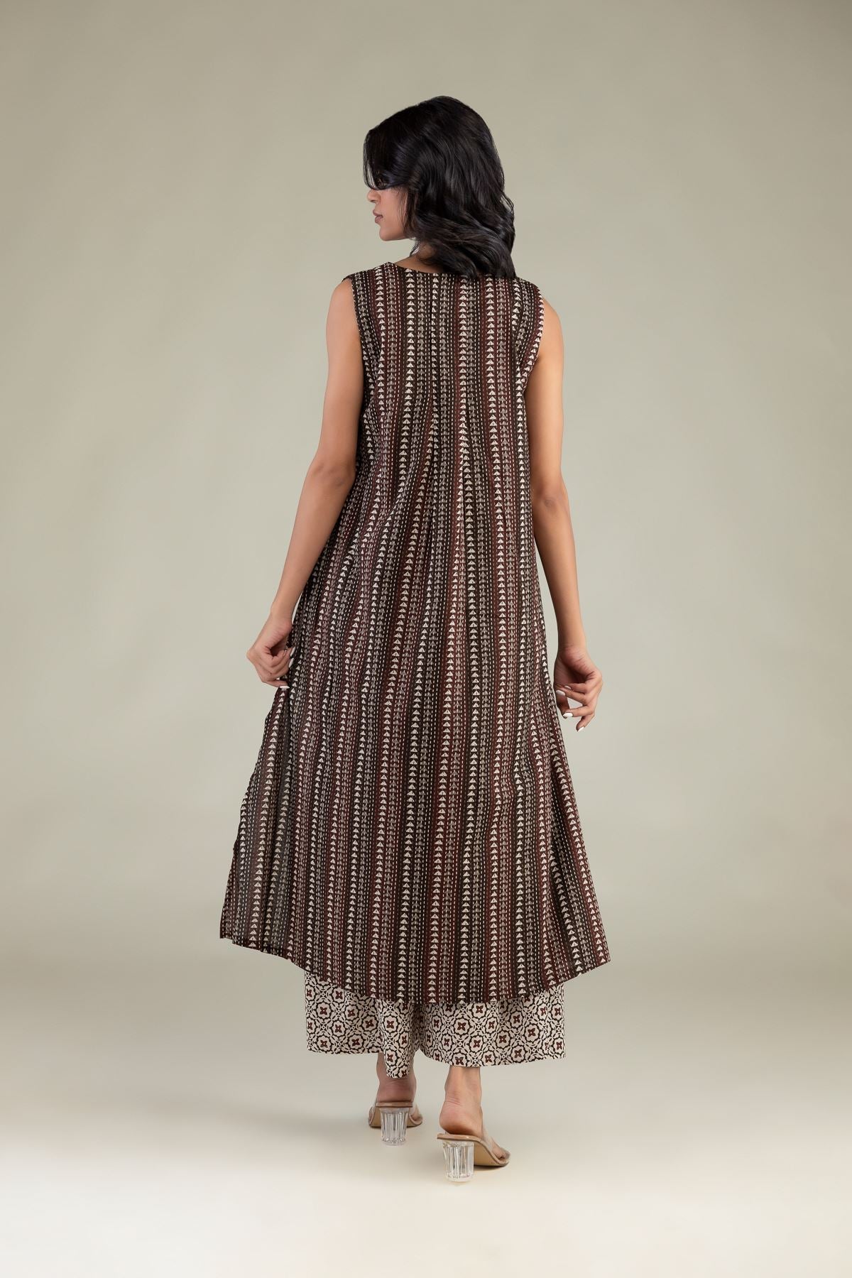 Brown Sleeveless Kurta