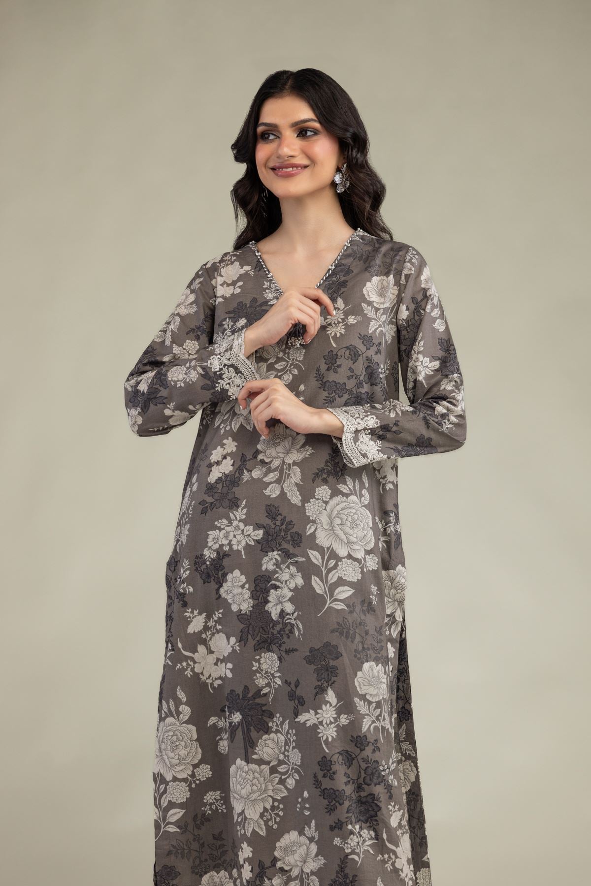 Gray Lawn Kurta
