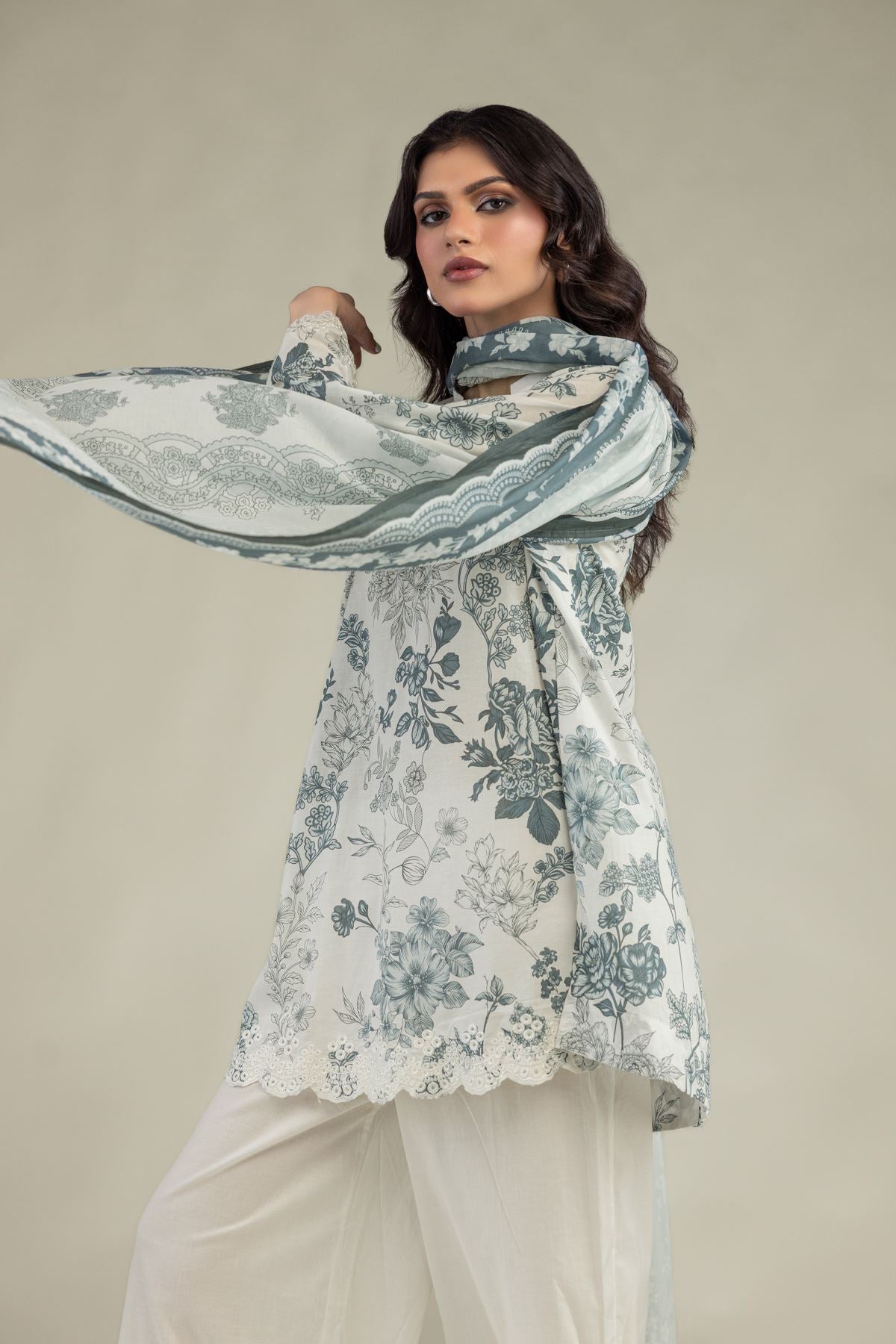 Floral Lawn Dupatta