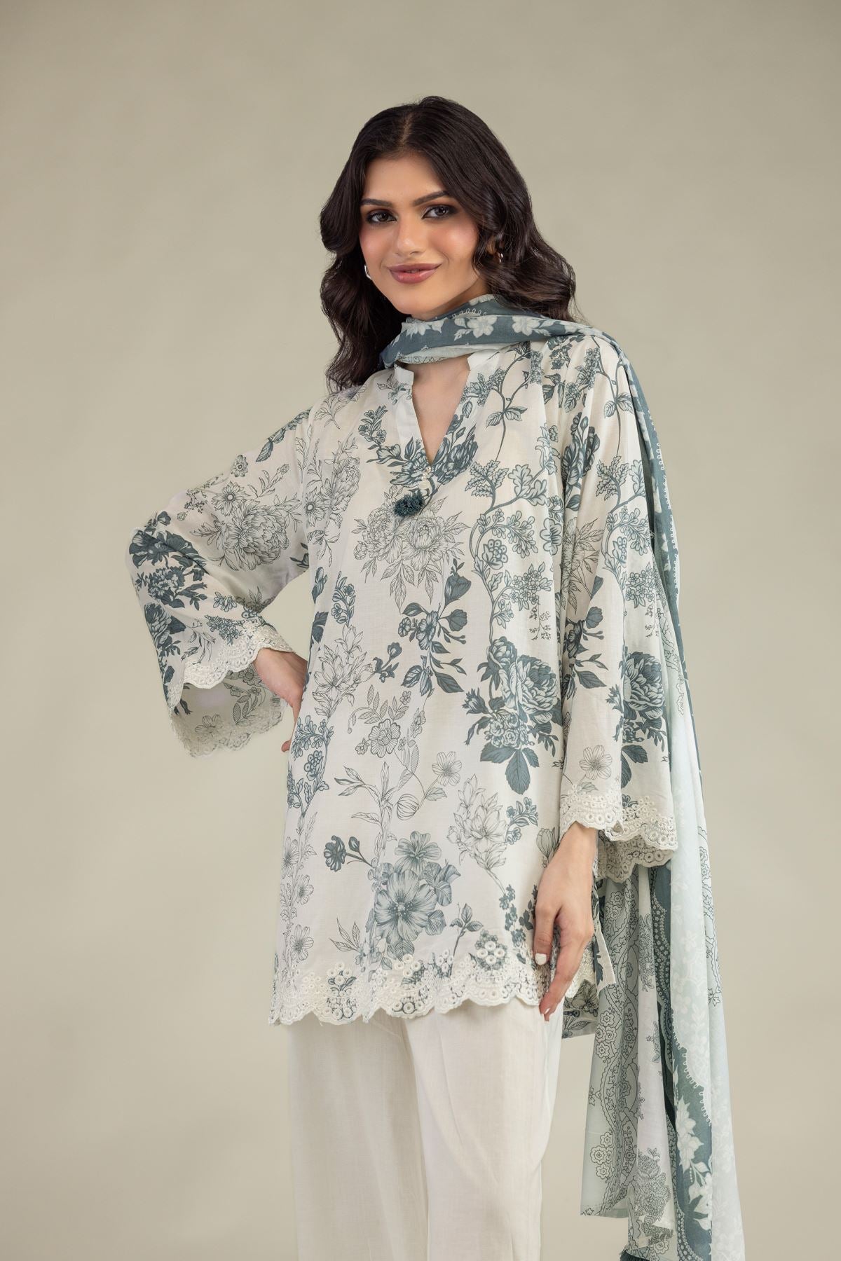 Floral Lawn Dupatta