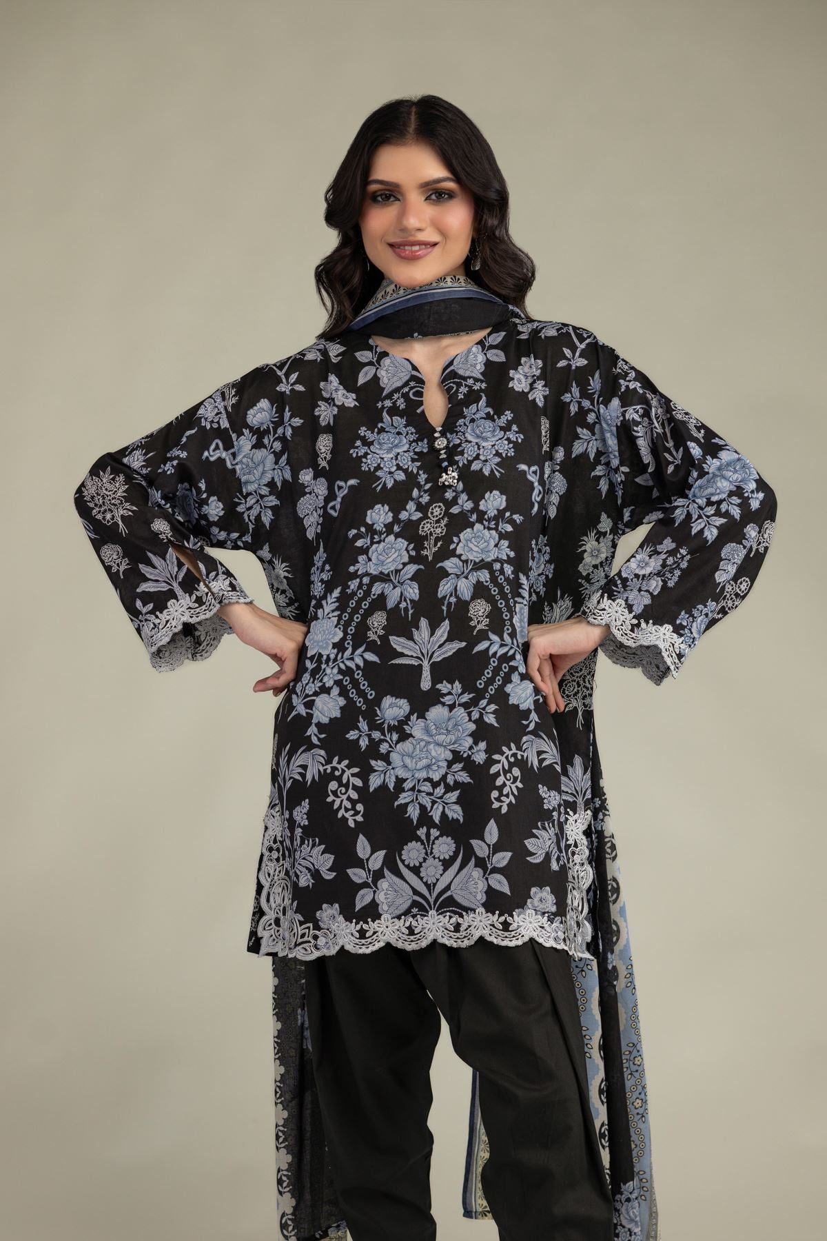 Black Lawn Dupatta