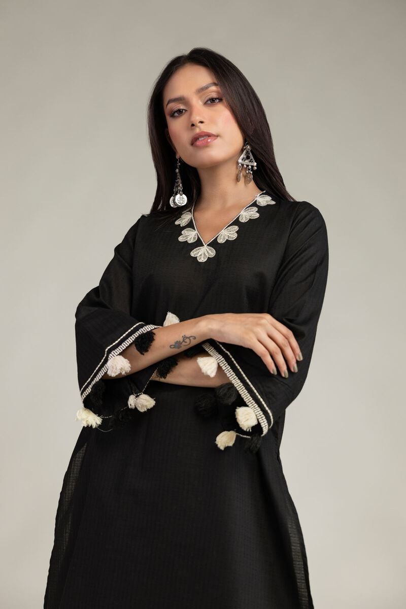 Black Cotton Kurta