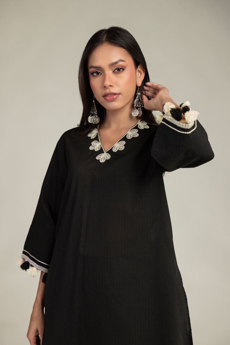 Black Cotton Kurta