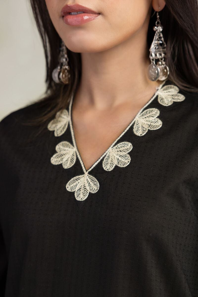 Black Cotton Kurta