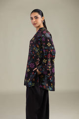 Black V-Neck Kurta
