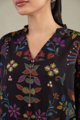 Black V-Neck Kurta