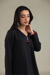 Black V-Neck Kurta