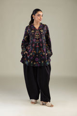 Black V-Neck Kurta