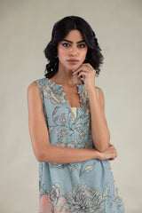 Floral Sleeveless Kurta