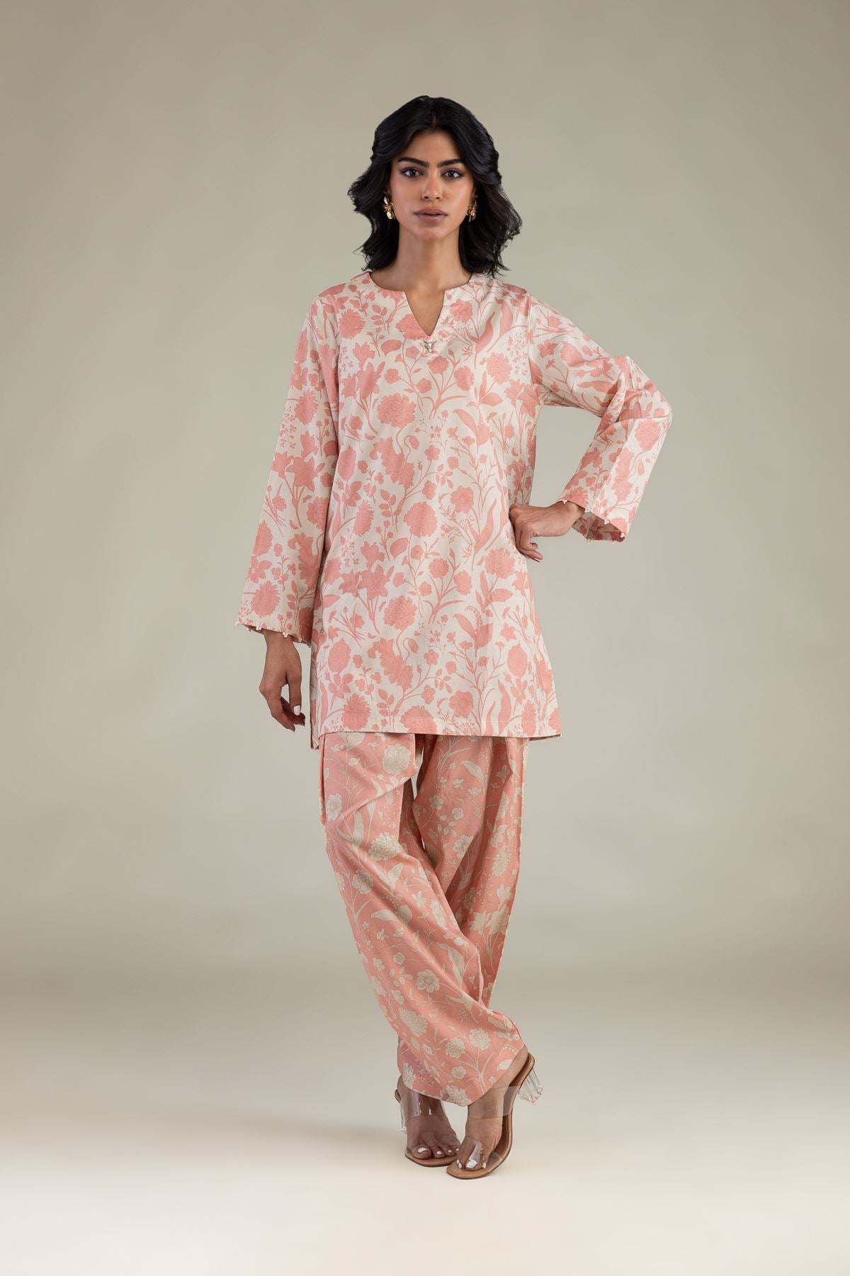 Floral Peach Shalwar