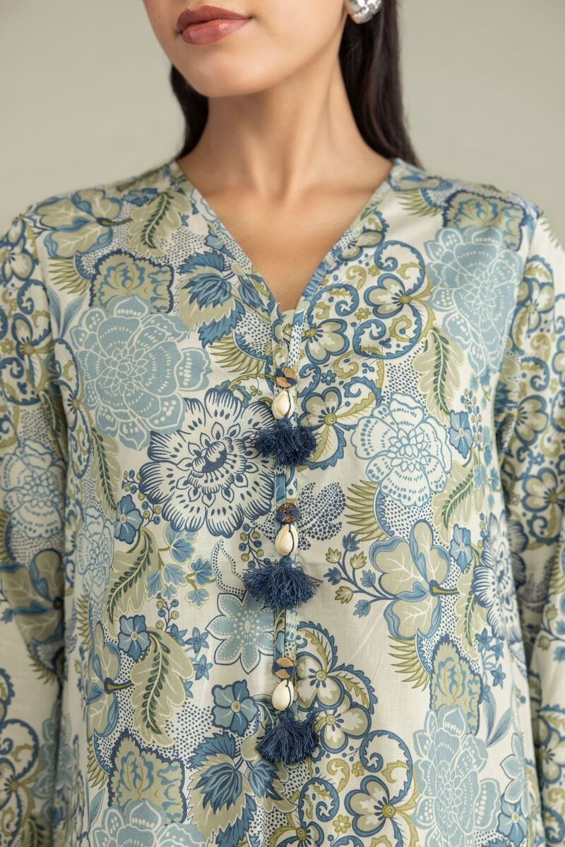 Floral V-Neck Kurta