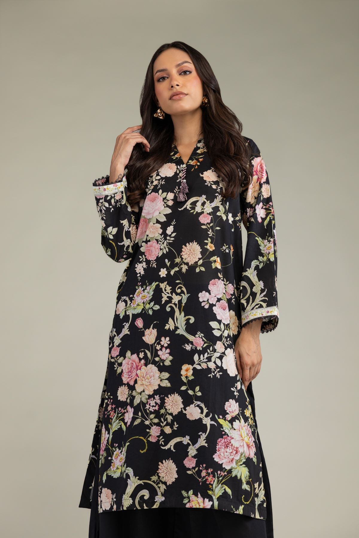 Black Cambric Kurta
