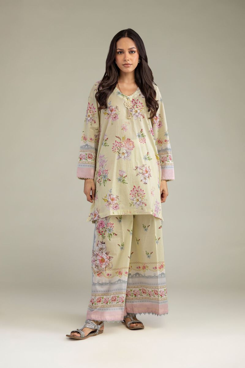 Beige Floral Pants
