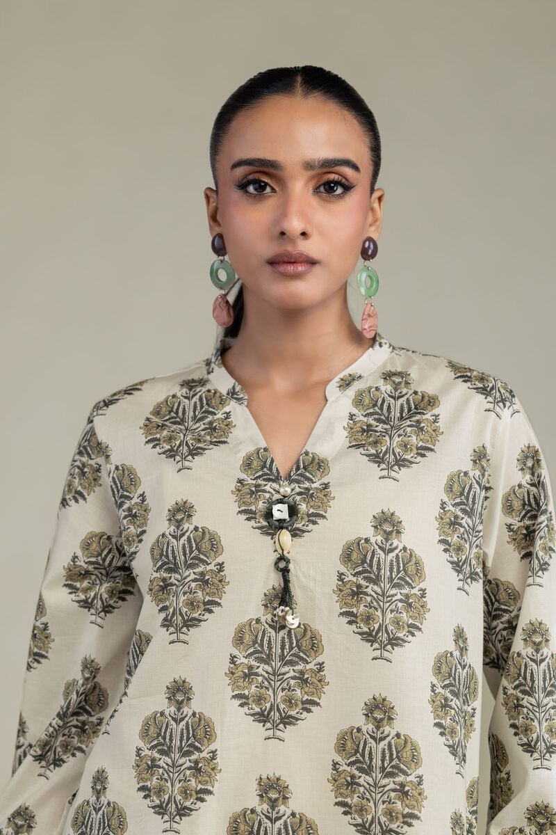Floral V-Neck Kurta