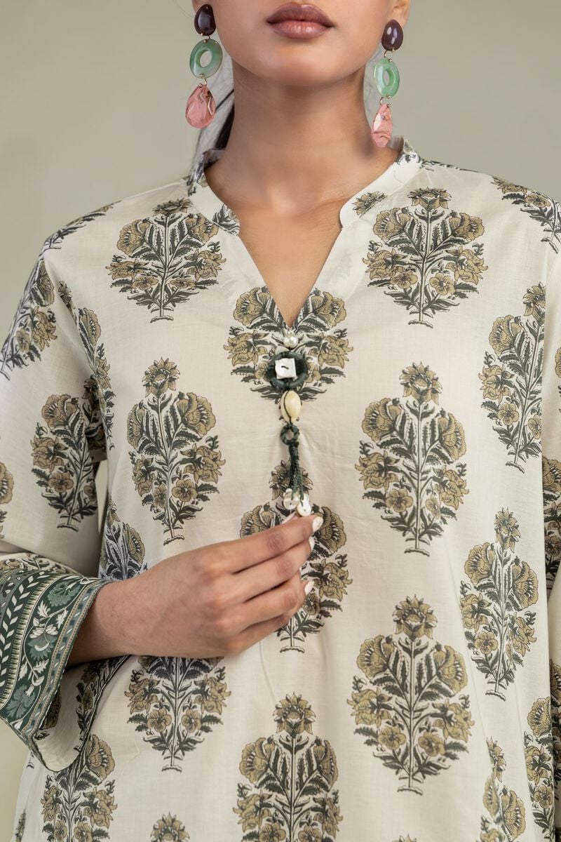 Floral V-Neck Kurta