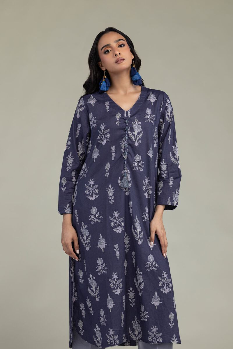 Floral Navy Kurta