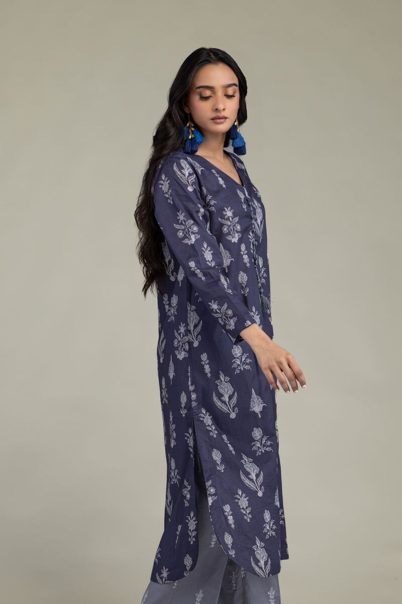 Floral Navy Kurta