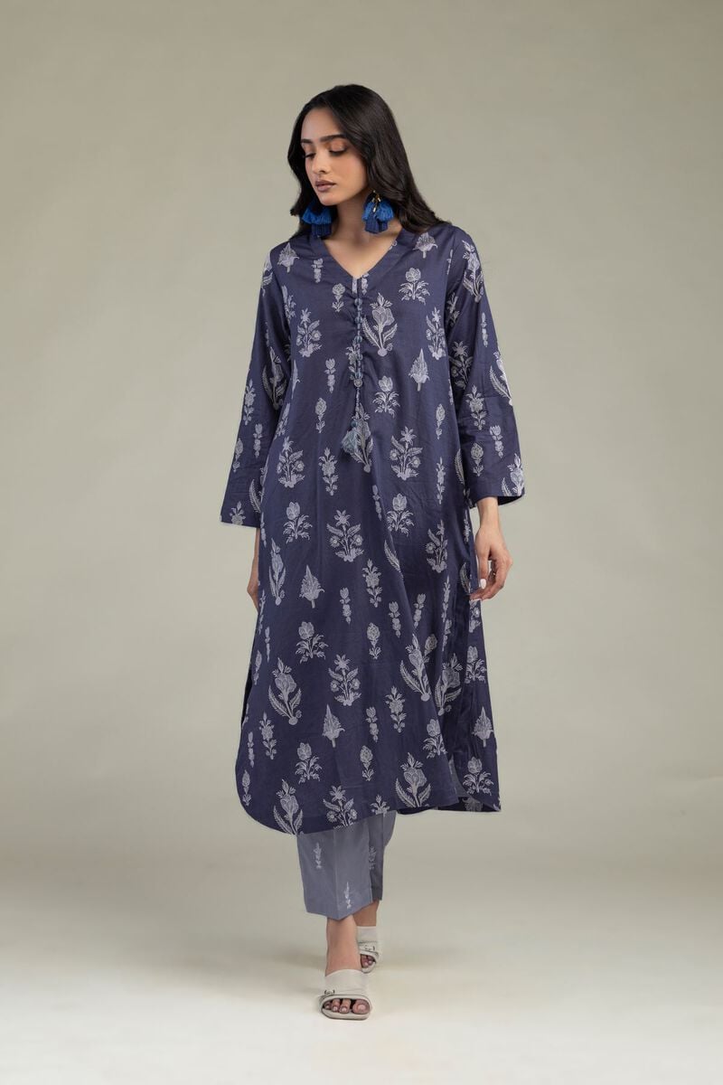 Floral Navy Kurta