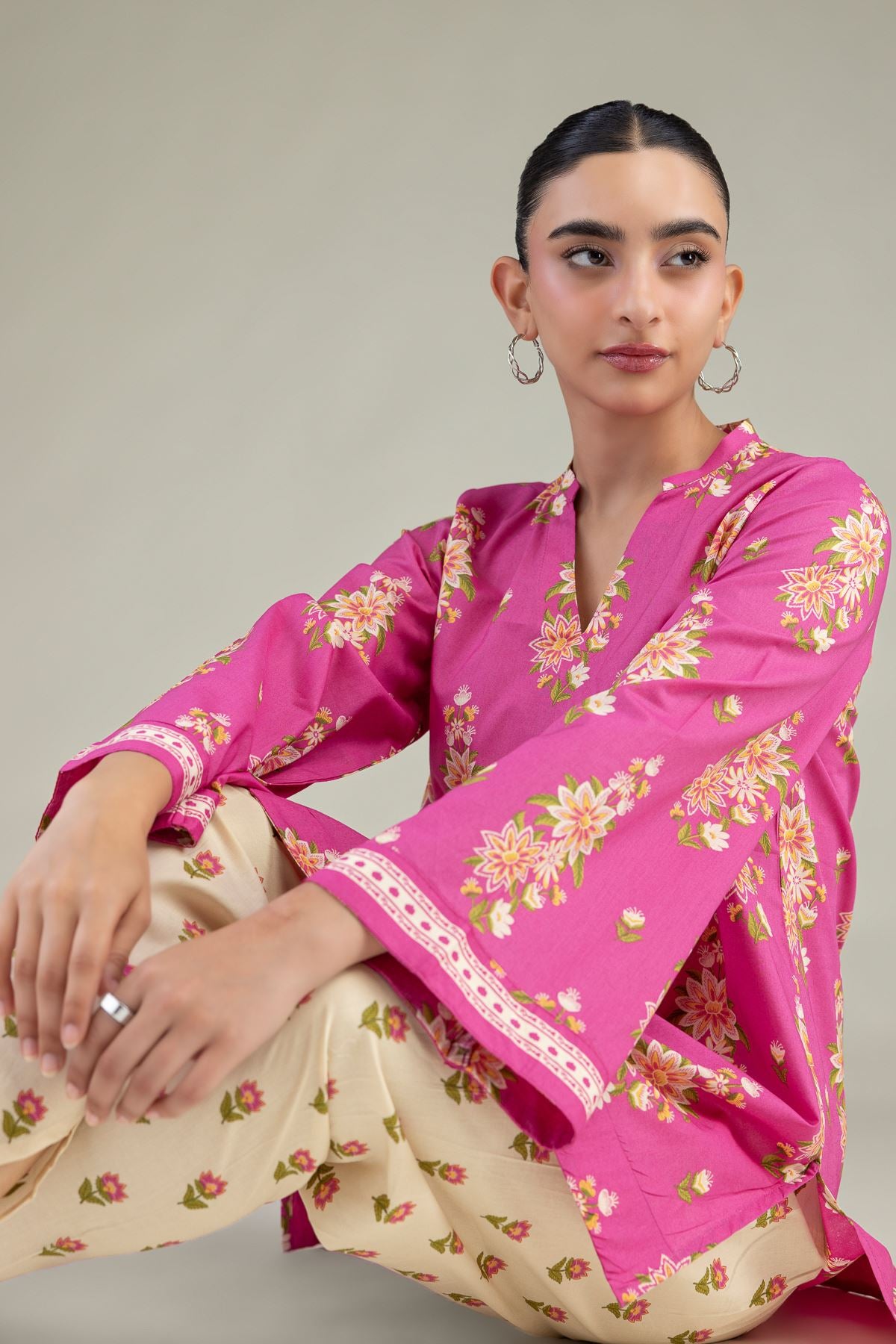 Floral Cambric Kurta