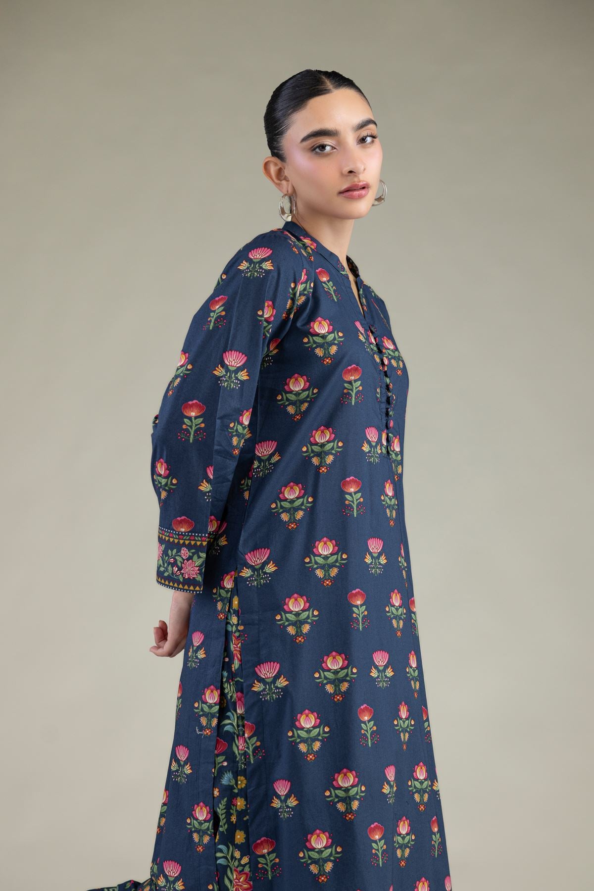 Cambric Navy Kurta