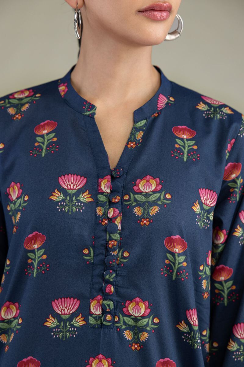 Cambric Navy Kurta