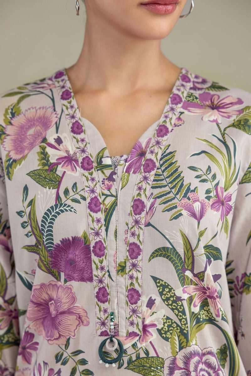 Floral V-Neck Kurta