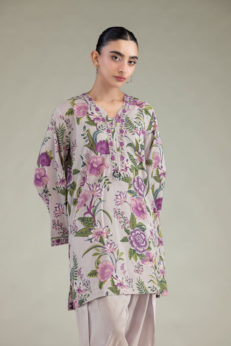 Floral V-Neck Kurta
