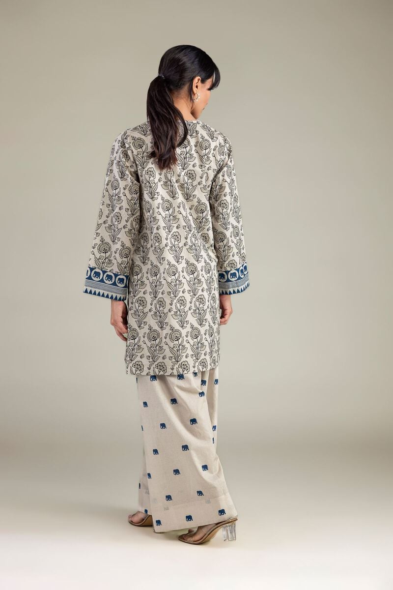 Beige V-Neck Kurta
