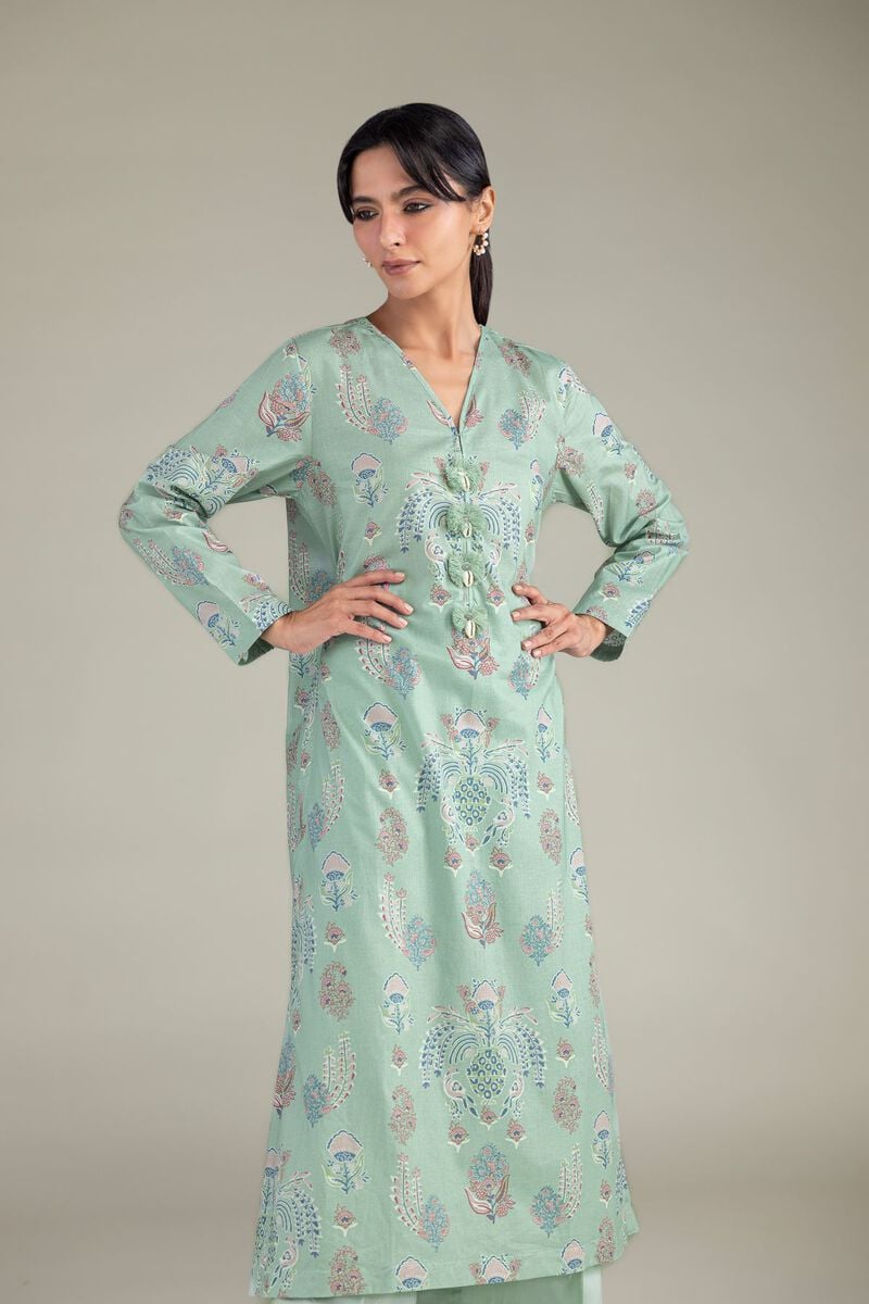 Mint V-Neck Kurta