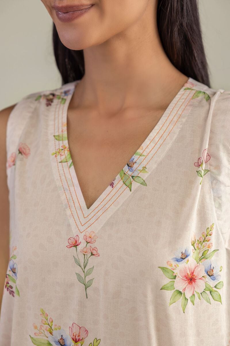 Sleeveless Cambric Kurta