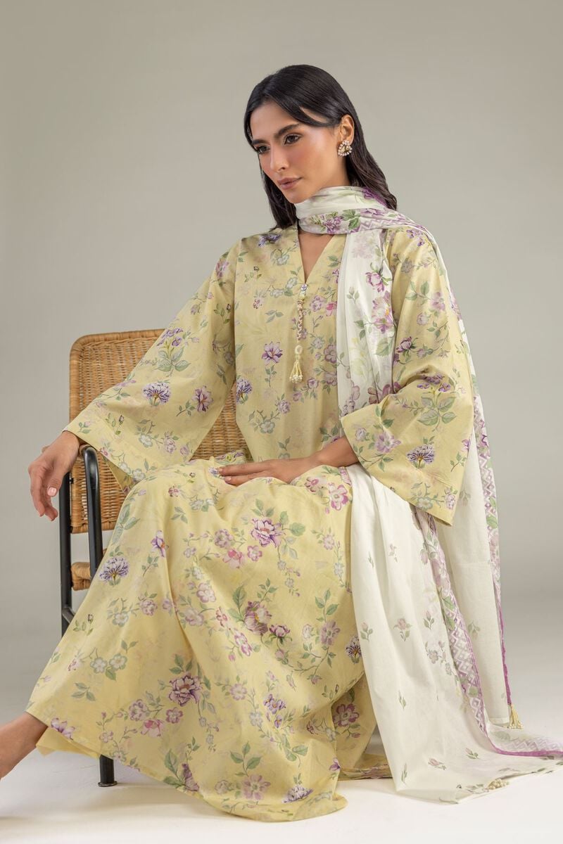 Yellow V-Neck Kurta
