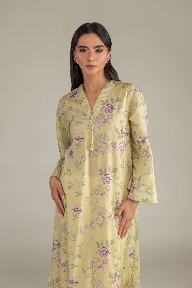 Yellow V-Neck Kurta