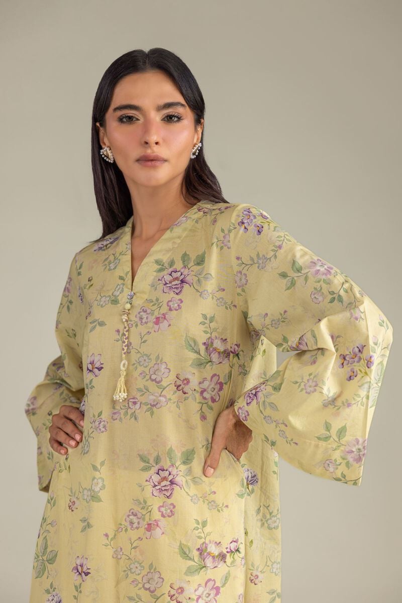 Yellow V-Neck Kurta