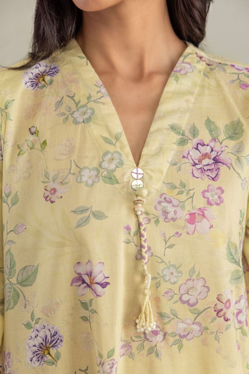 Yellow V-Neck Kurta